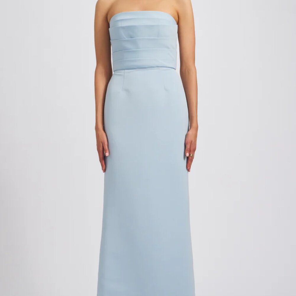 Amsale Ice Amsale Brynn Flat Chiffon Ice Blue Formal Dress Amsale Ice Amsale Brynn Flat Chiffon Ice Blue Formal Dress